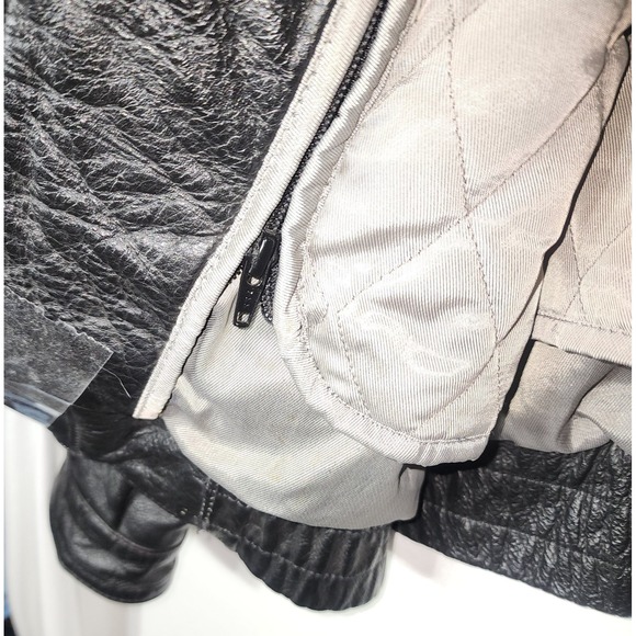 WILSONS Leather Jacket, Black, Motorcycle Bomber, Removable Lining  Men's Sz  LT - Picture 7 of 13